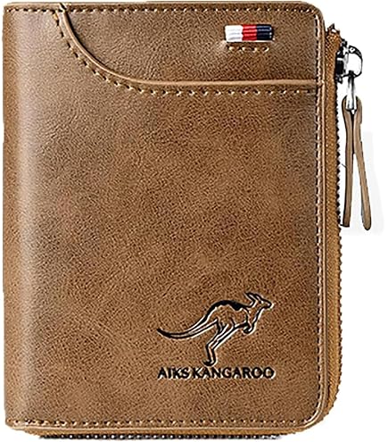 Men Wallet Zipper Genuine Leather Purs, Aiks Kangaroo Wallets, PU